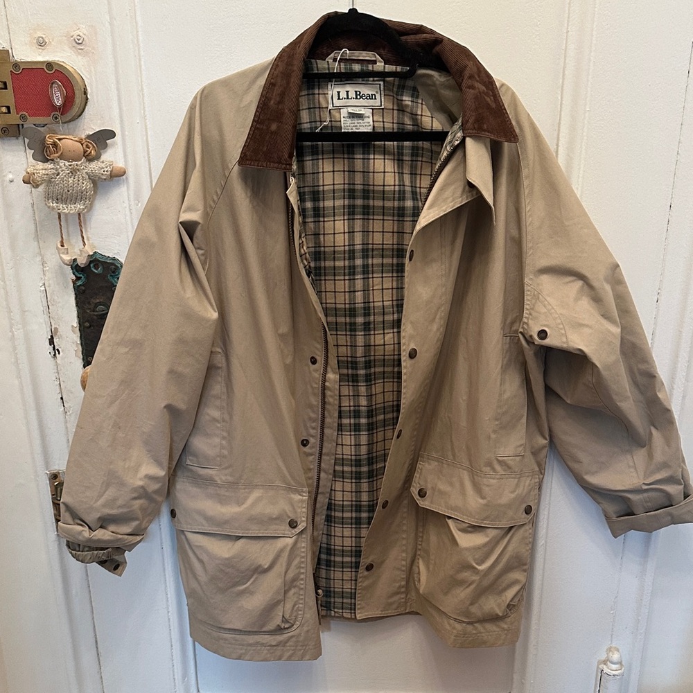L.L. Bean Tan Jacket with Brown Collar